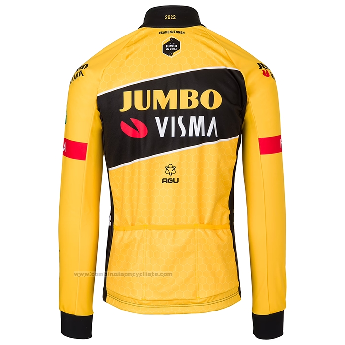 2022 Maillot Cyclisme Jumbo Visma Noir Jaune Manches Longues et Cuissard